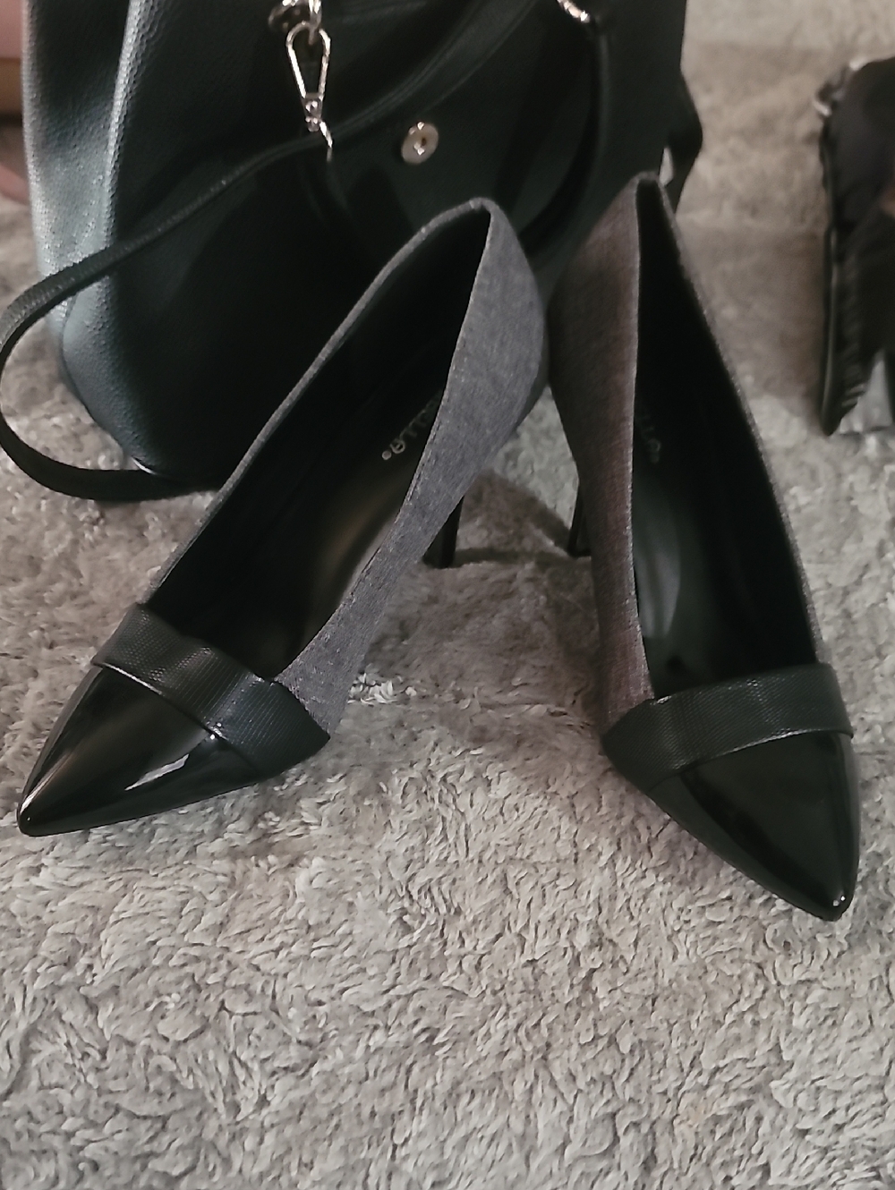 MARELLA Gray and Black Pointed-Toe Heels